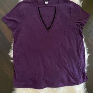 TORRID Plum Purple Tee T-Shirt Top Eyelet Sz 1